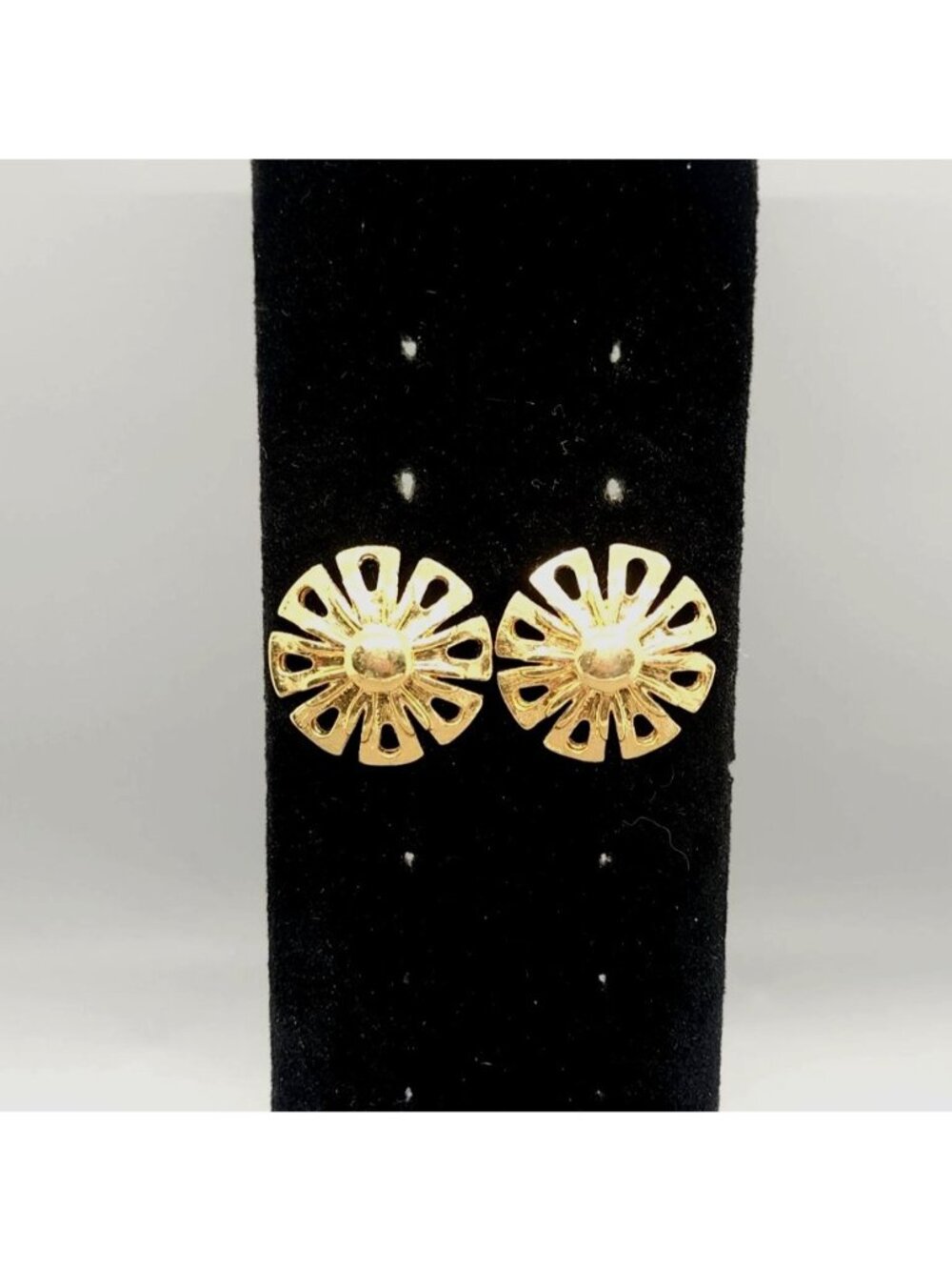 Gold-Tone Statement Flower Stud Earrings With Cutout Design